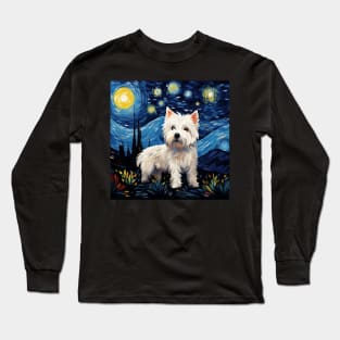 West Highland White Terrier Painted in Van Goh Style Long Sleeve T-Shirt